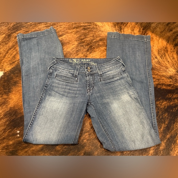 Ariat Trouser Mid Rise Stretch Entwined Wide Leg Jean 27L - Picture 2 of 5